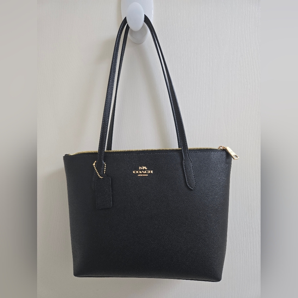Coach Black Leather Tote Bag